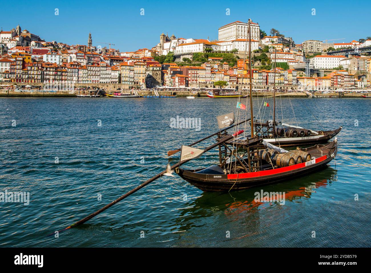 Rabelo boats on the Douro River, Porto, Portugal. Stock Photo