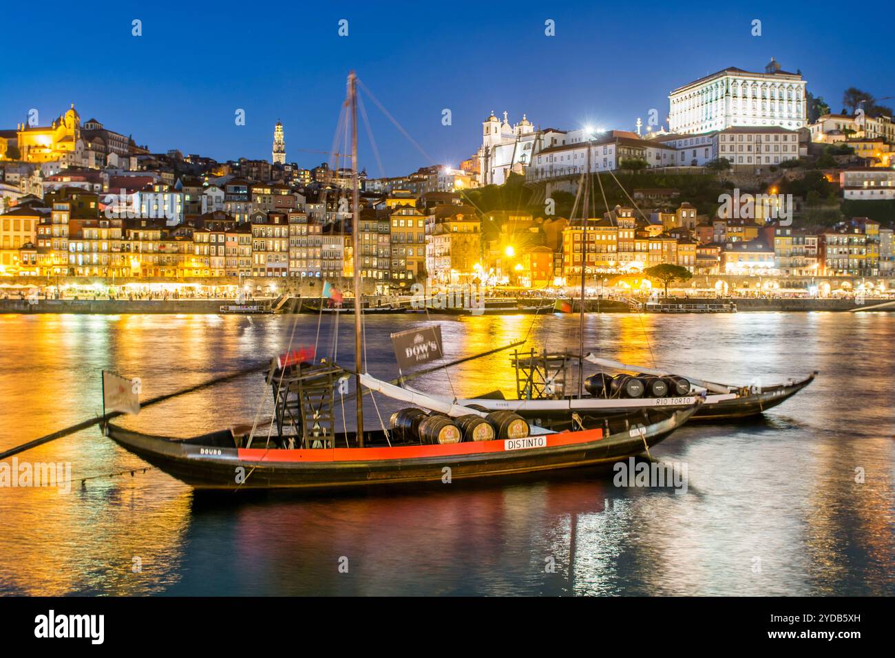 Rabelo 'little tails' boats on the Douro River, Porto, Portugal. Stock Photo