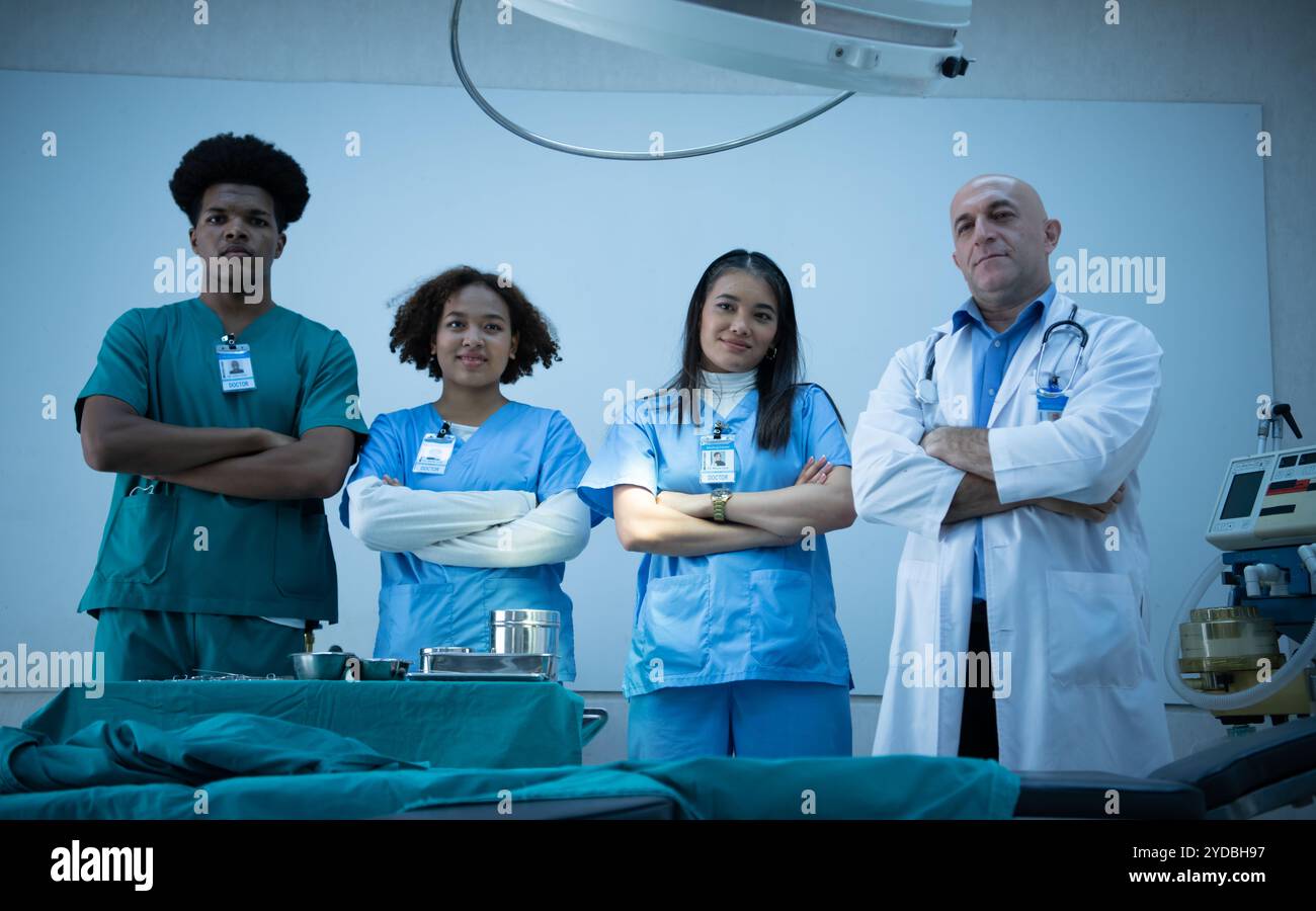 Medical professors and medical students team prepare before teaching surgery to medical students Stock Photo