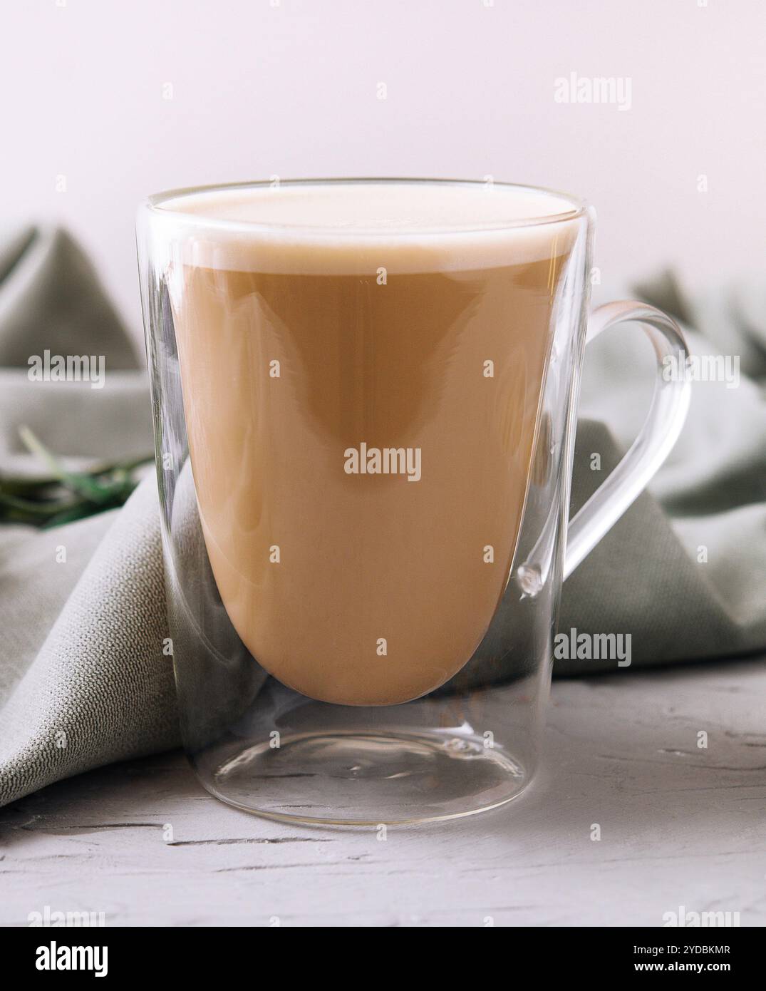Almond milk latte in a glass Stock Photo
