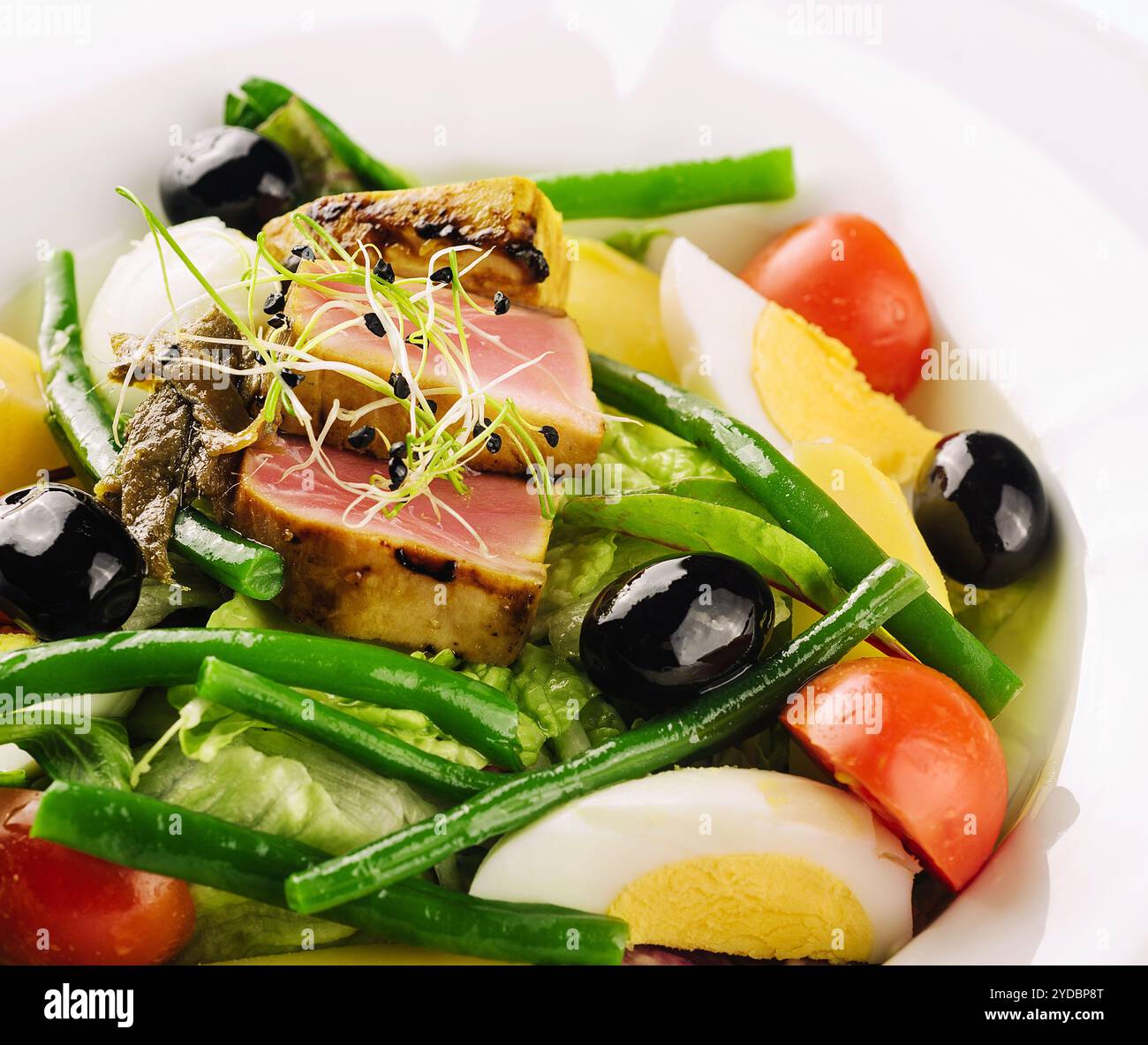 Nicoise salad with tuma and tomato Stock Photo