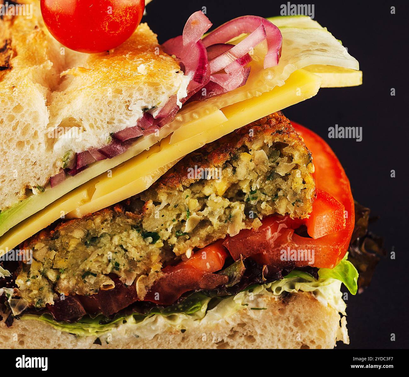 french-baguette-sandwich-on-black-background-stock-photo-alamy