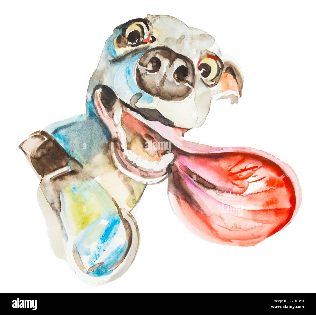 Ridiculous puppy. Watercolor hand drawn illustration isolated Stock ...