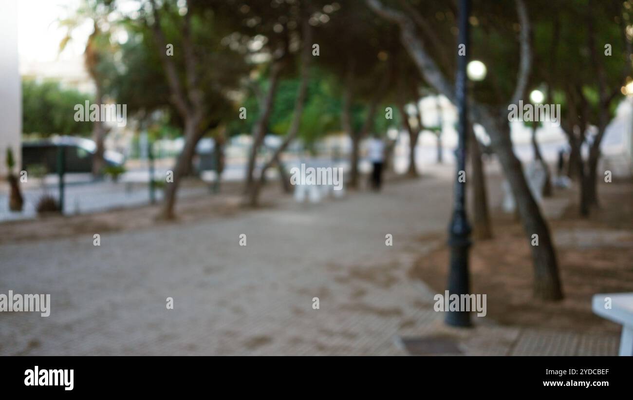 Outdoor defocused image showing a park background with bokeh effect ...
