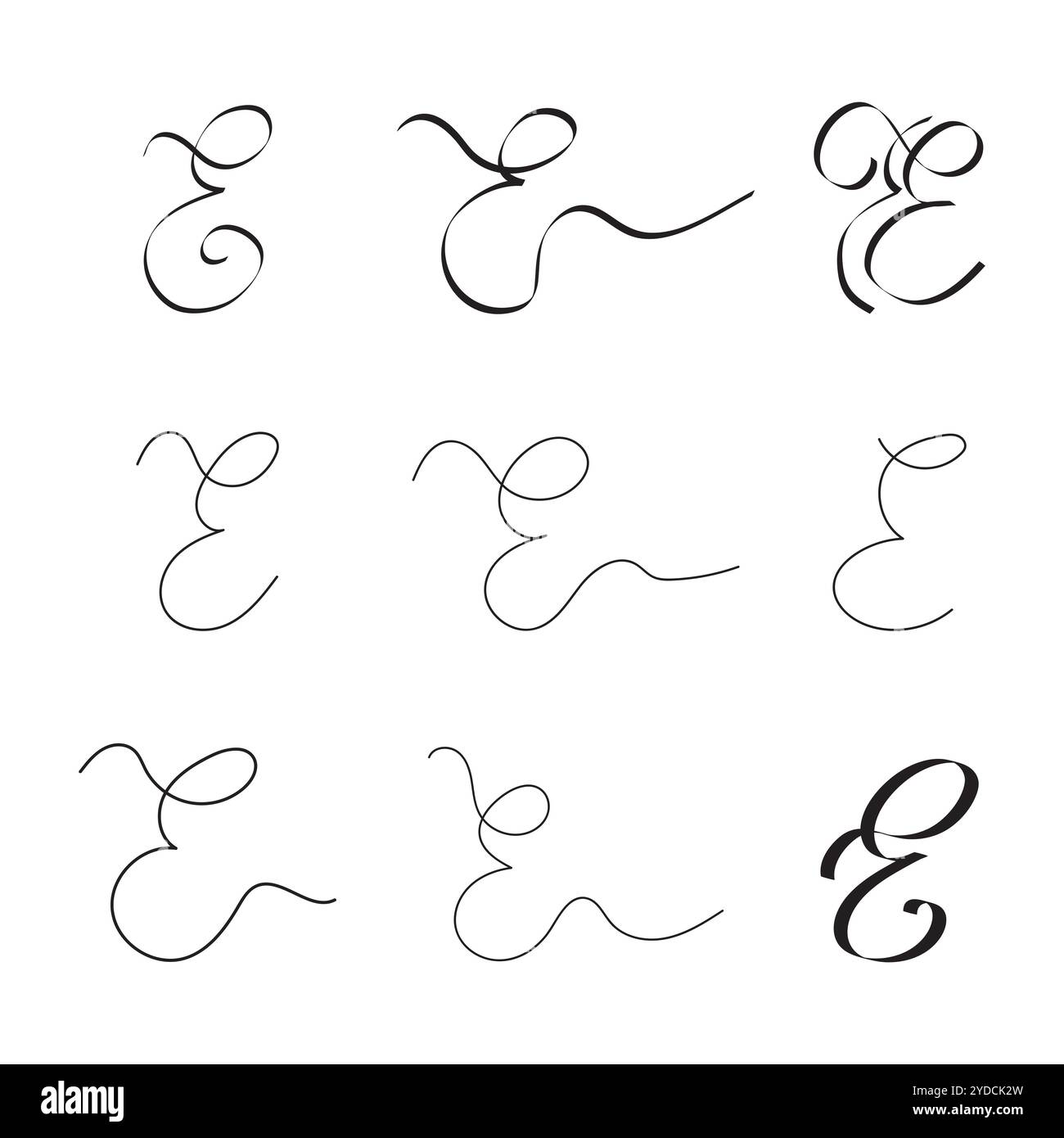 Victorian E Letter Initial Cursive Hand Written Calligraphic Alphabet ...