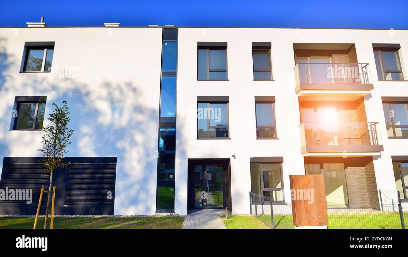View of Modern multifamily building in a european city. Walls made of concrete ...