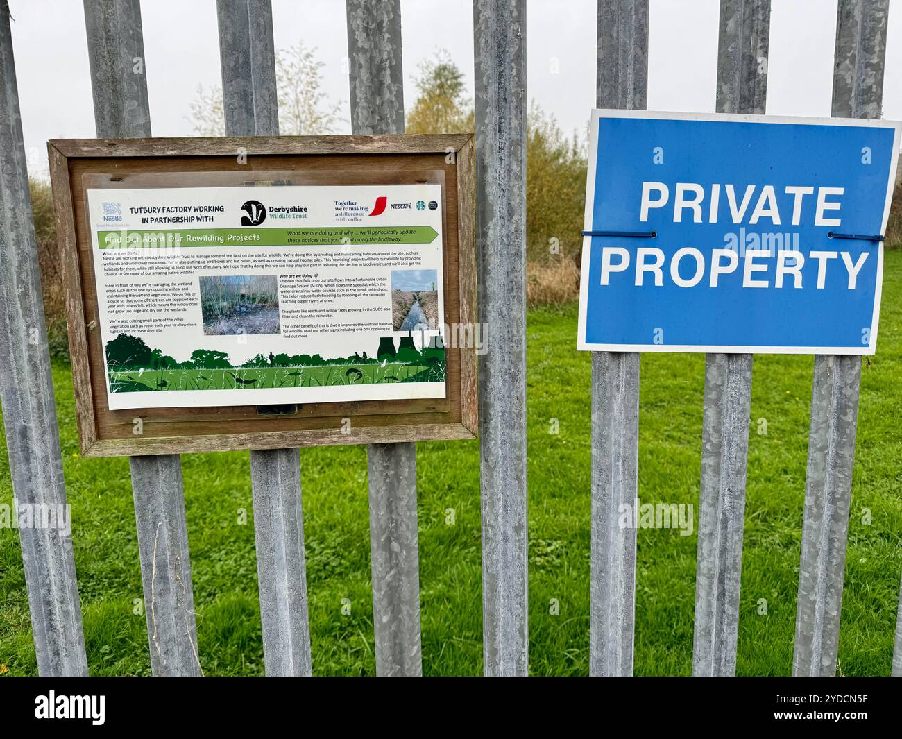 Derbyshire Wildlife Trust information by The Nestle Factory. Stock Photo