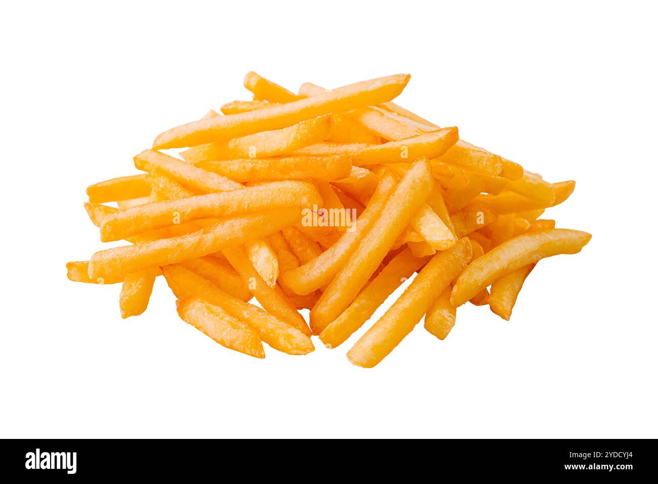 Golden French fries potatoes on white background Stock Photo