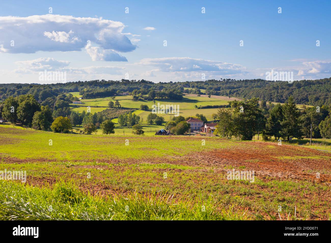 Rural landscape with a Farm and a fileld Stock Photo - Alamy