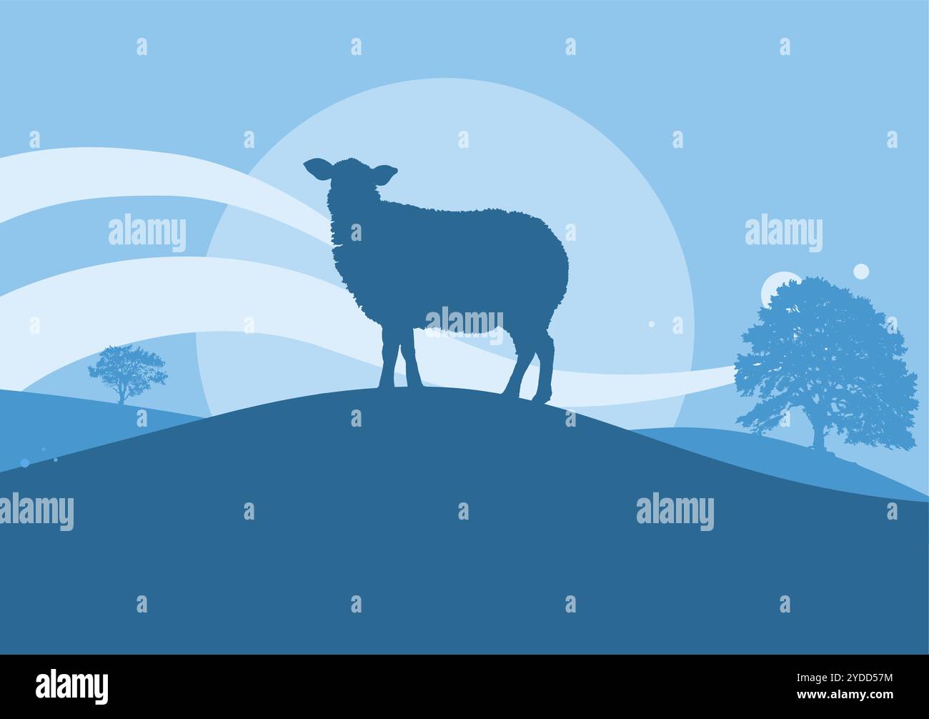 Stunning White Sheep On A Blue Hill image