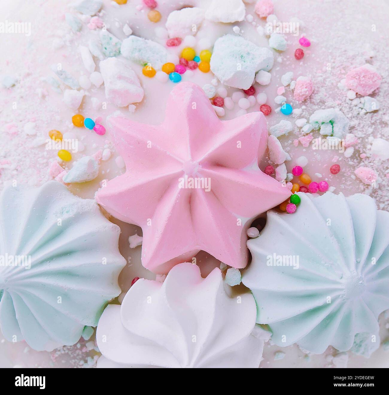 Traditional Easter cakes with meringue close up Stock Photo