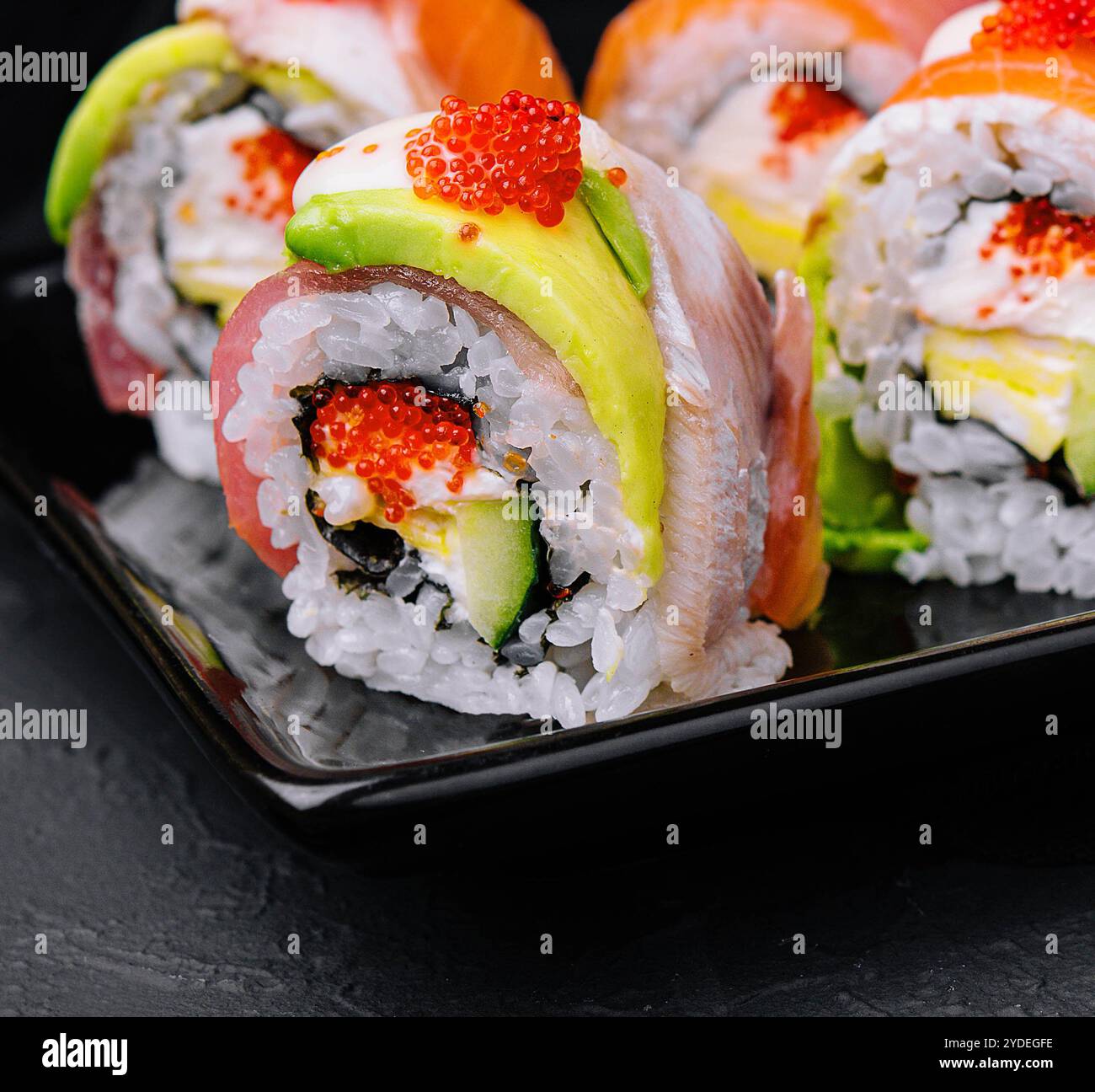 Sushi rolls of red tuna with salmon Stock Photo