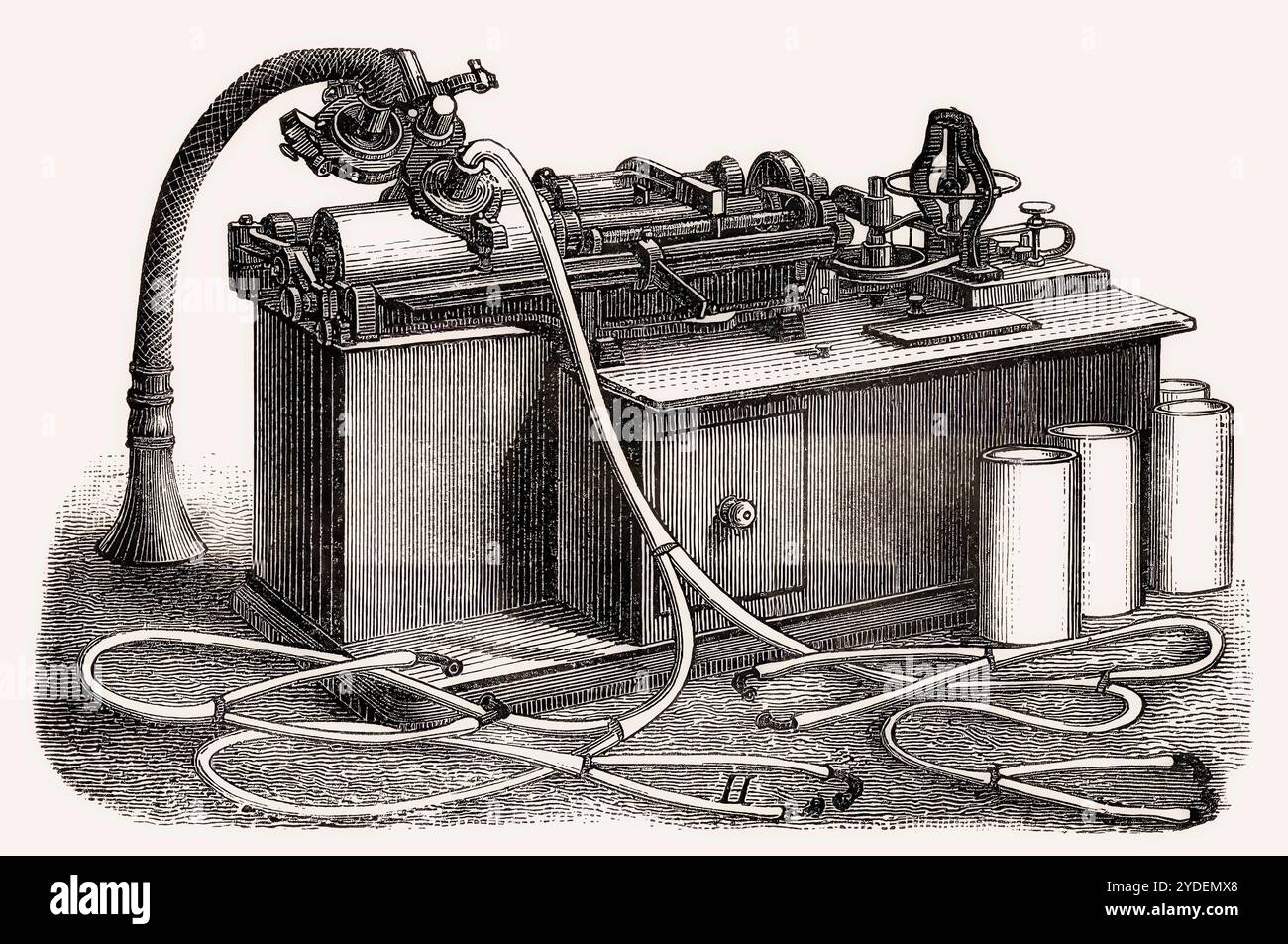 Historical illustration, 19th Century, Phonograph by Thomas Alva Edison ...