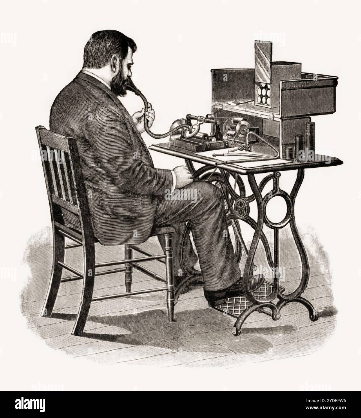 Historical illustration, 19th Century, Dictation with a Cylinder ...