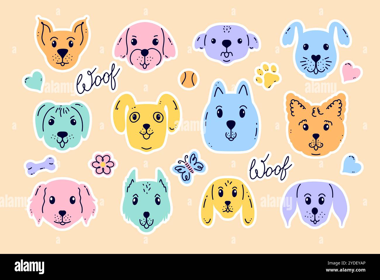 Collection of stickers with dog faces Stock Vector Image & Art - Alamy