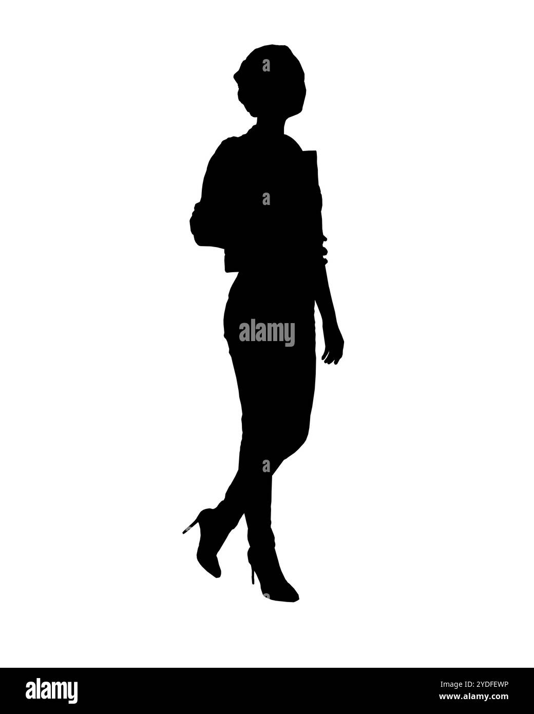 Silhouette Business woman walk with a folder of documents in his hands ...