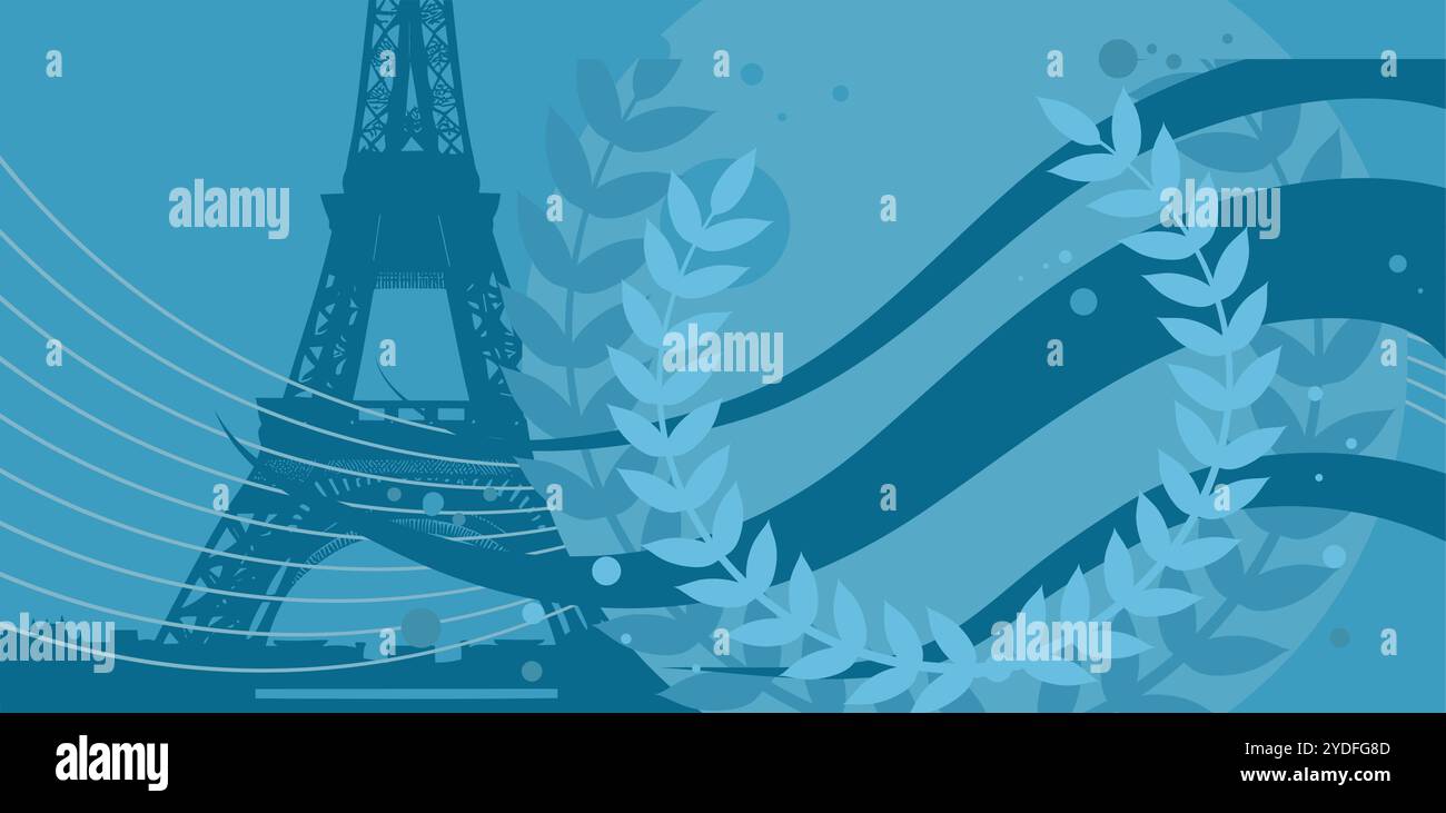 Paris background, Eiffel tower and laurel wreath Stock Vector Image ...