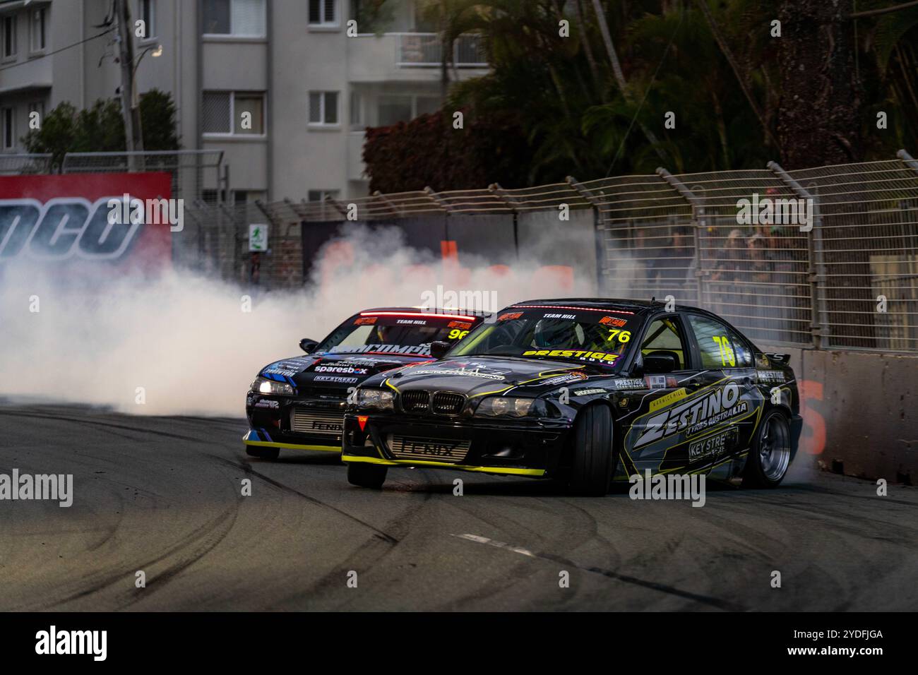 Gold Coast, Queensland, Australia. 26th Oct, 2024. Boost Mobile Drift Slam Pro driver Warwick Hill rounds Repco Corner during the Boost Mobile Drift Slam Pro on Saturday at the Boost Mobile Gold Coast 500. (Credit Image: © James Forrester/ZUMA Press Wire) EDITORIAL USAGE ONLY! Not for Commercial USAGE! Stock Photo