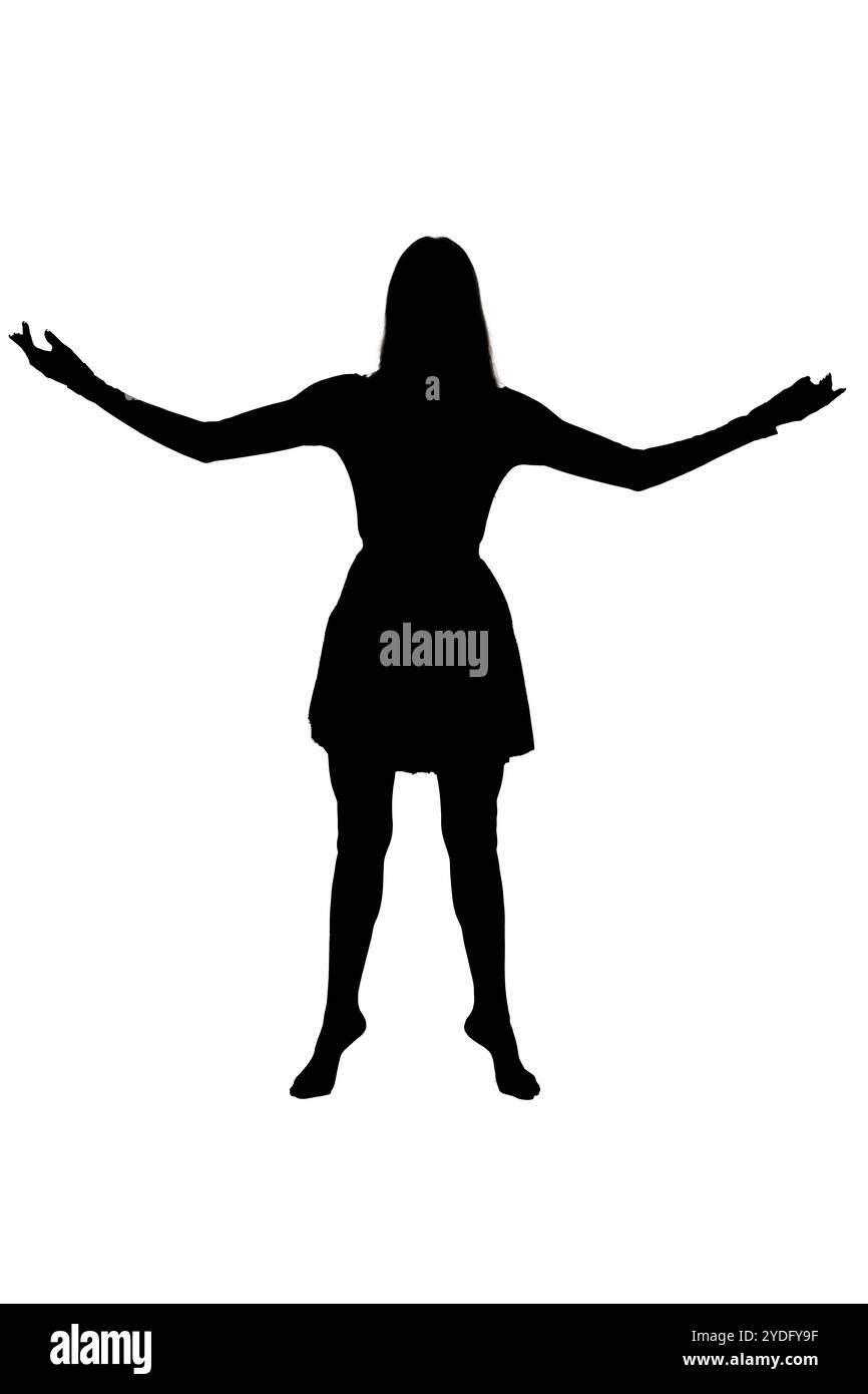 Silhouette girl standing outstretched arms Cut Out Stock Images ...