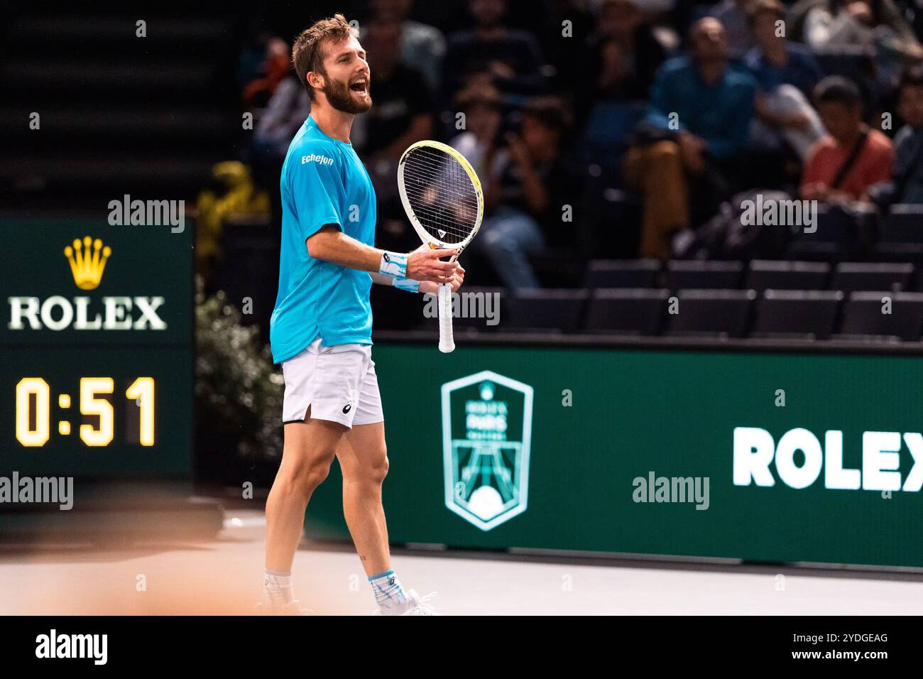 Corentin MOUTET (FRA) during the Qualifying of the Rolex Paris Masters