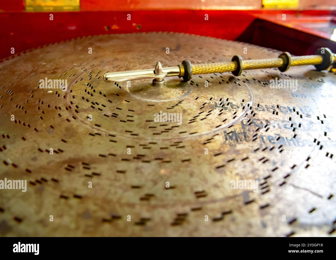 Early 20th century music box playback mechanism Stock Photo