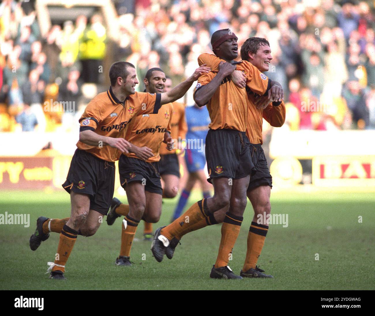 Wolves footballers Steve Bull, Don Goodman, Eric Young and Brian Law.. Wolverhampton Wanderers v Southend United at Molineux 24/2/96 Stock Photo