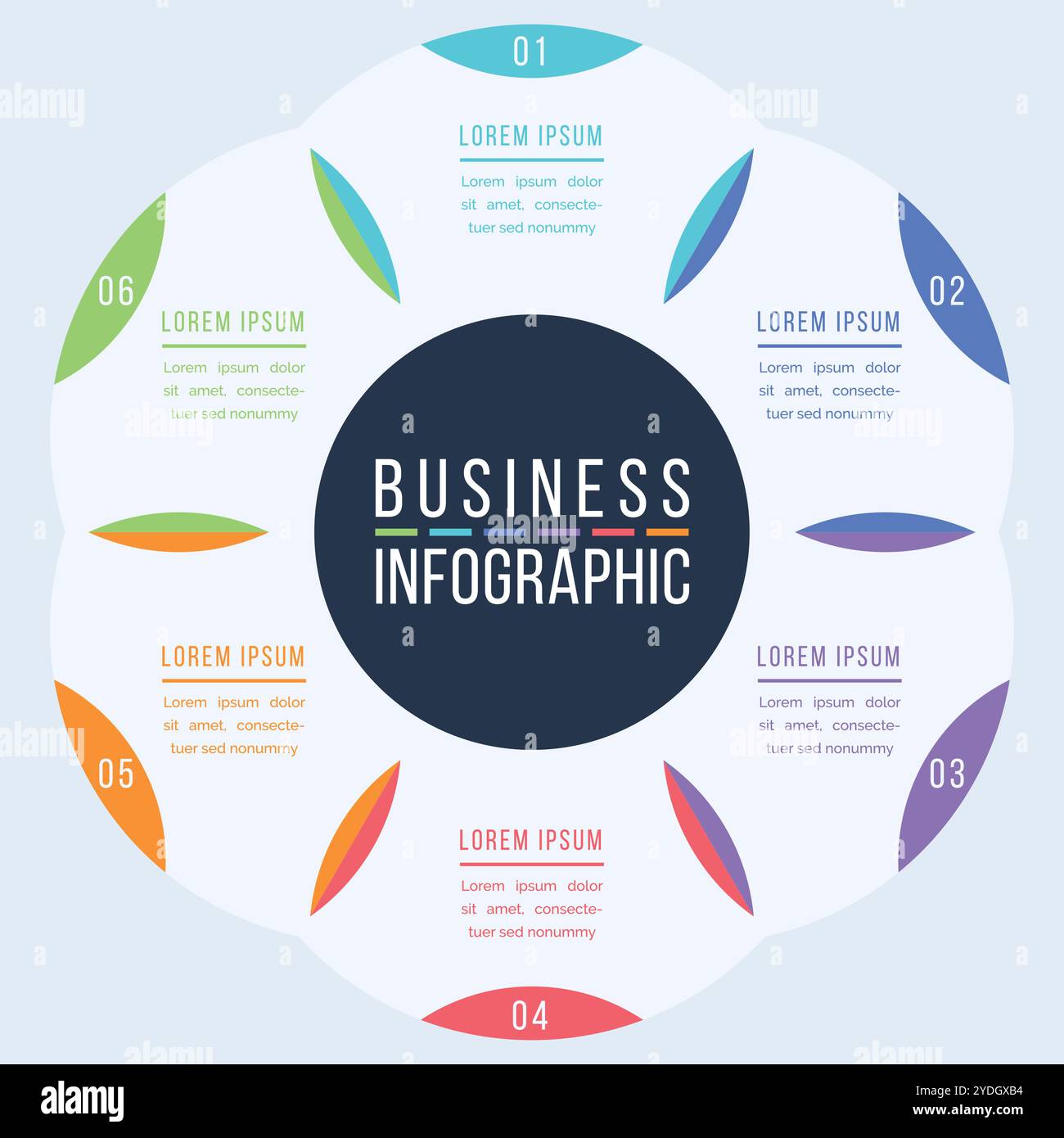 Circle Infographic template 6 steps, objects, elements or options infographic business design Stock Vector