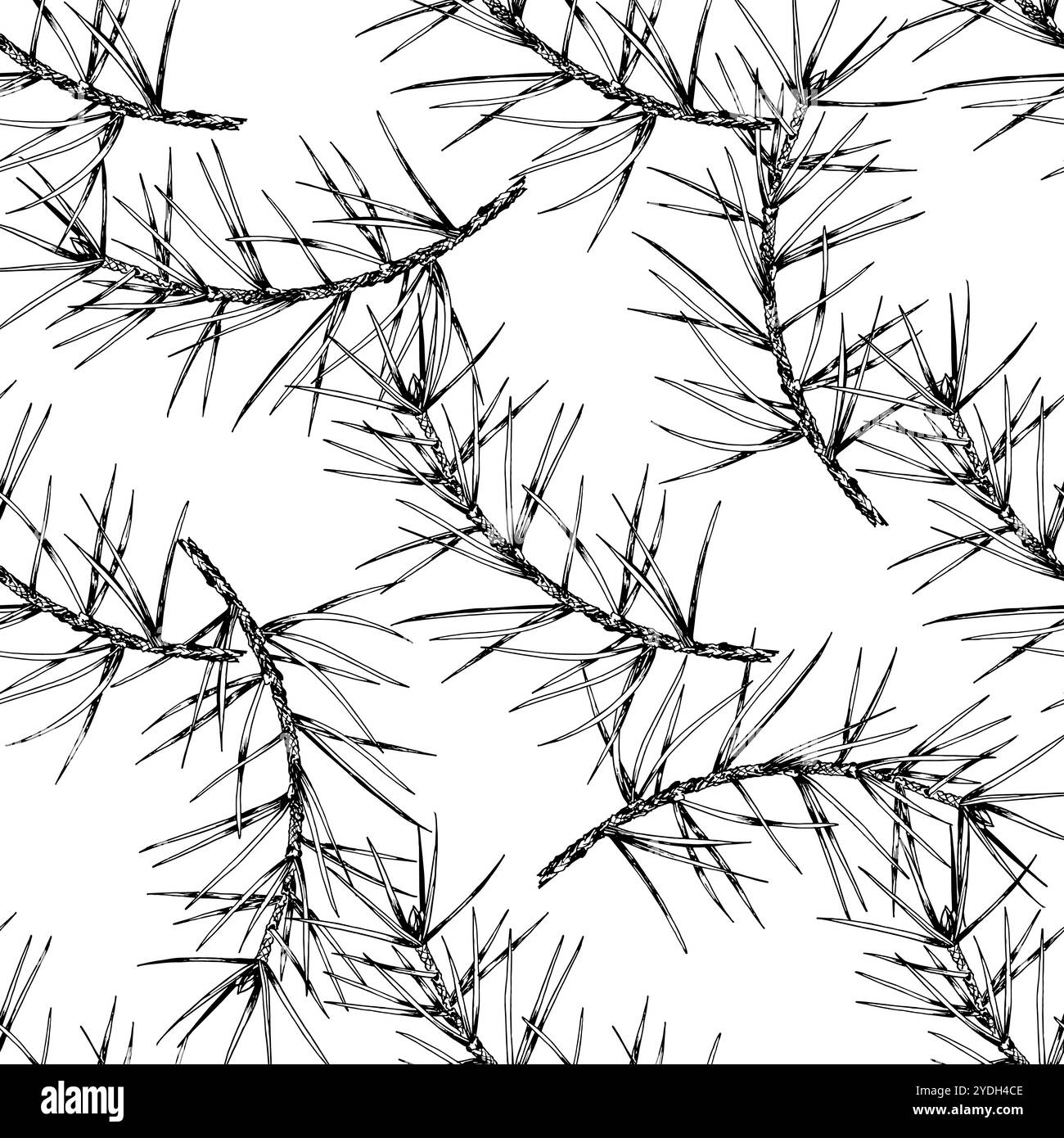 Detailed hand drawn seamless vector pattern of spruce branches ...