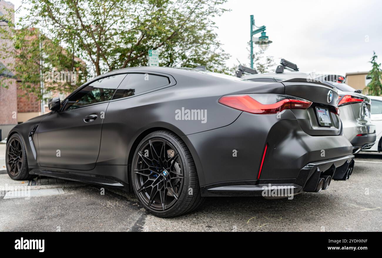 Seattle, WA, USA -July 22, 2024: Matte Black BMW M4 Competition. BMW ...
