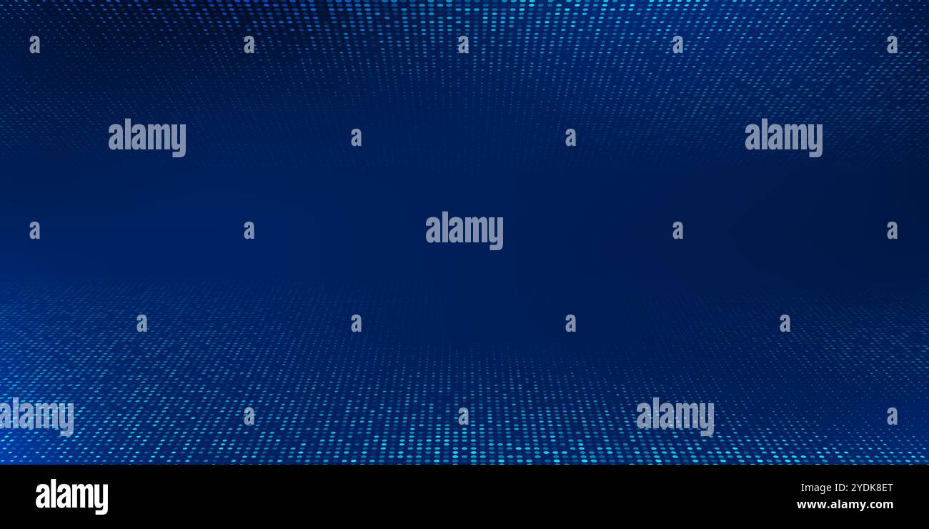 Blue abstract technology round pixel background. Science network business concept in futuristic style. Vector illustration. Stock Vector