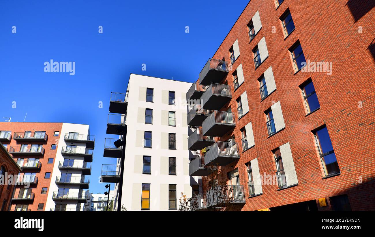 Modern multifamily building in a european city. Walls made of concrete ...
