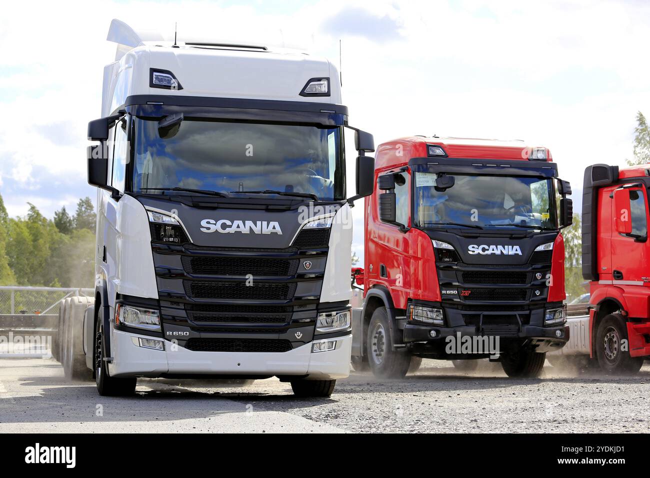Next Generation Scania R650 (white) and R650 XT truck tractors (red ...