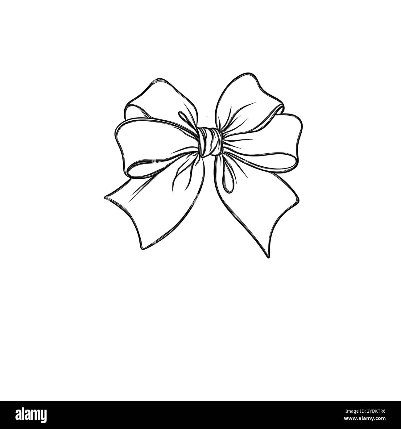 Beautiful festive bow with ribbons - line art illustration Stock Photo ...