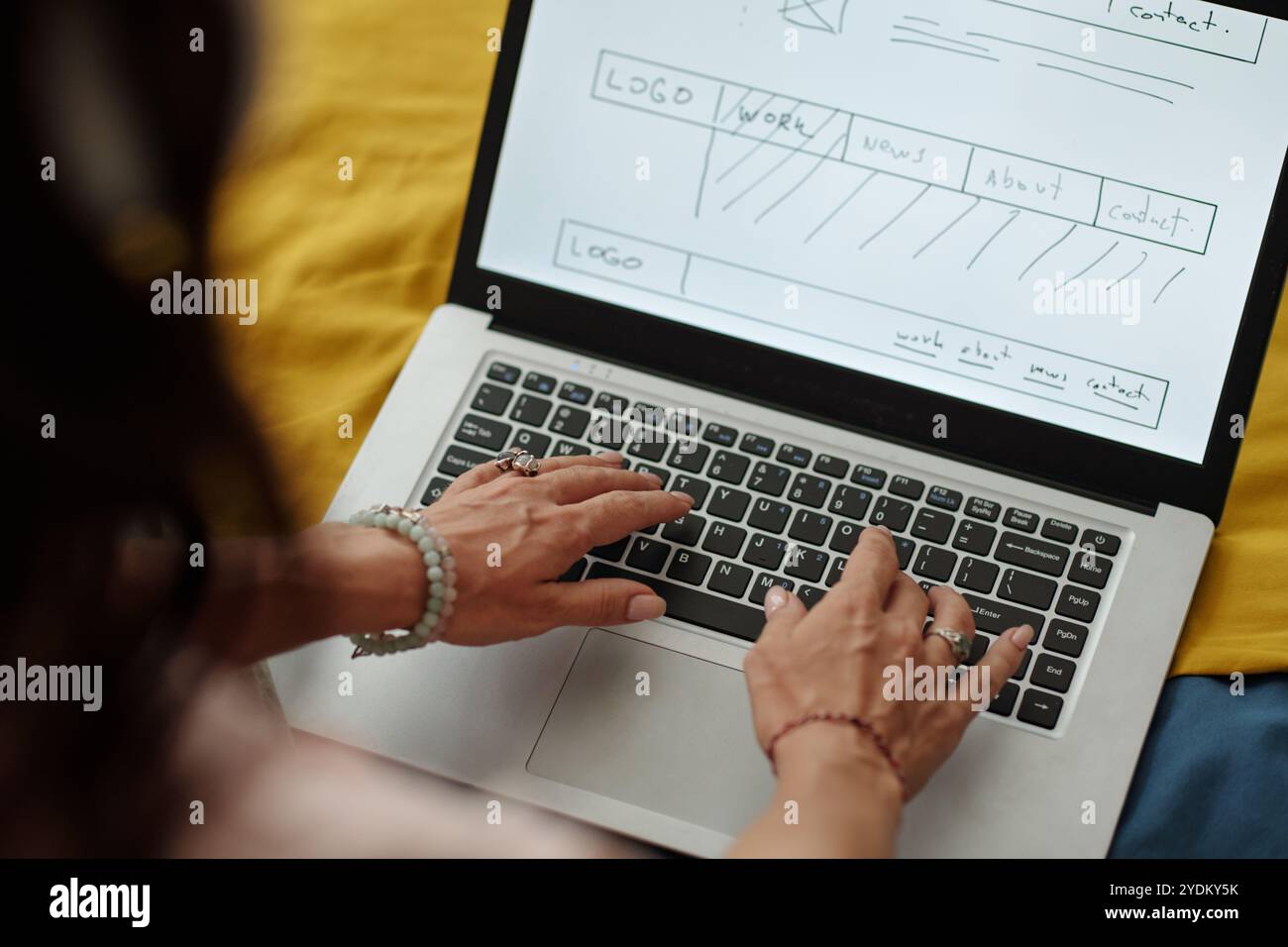 Designing Website Layout on Laptop Screen Stock Photo - Alamy