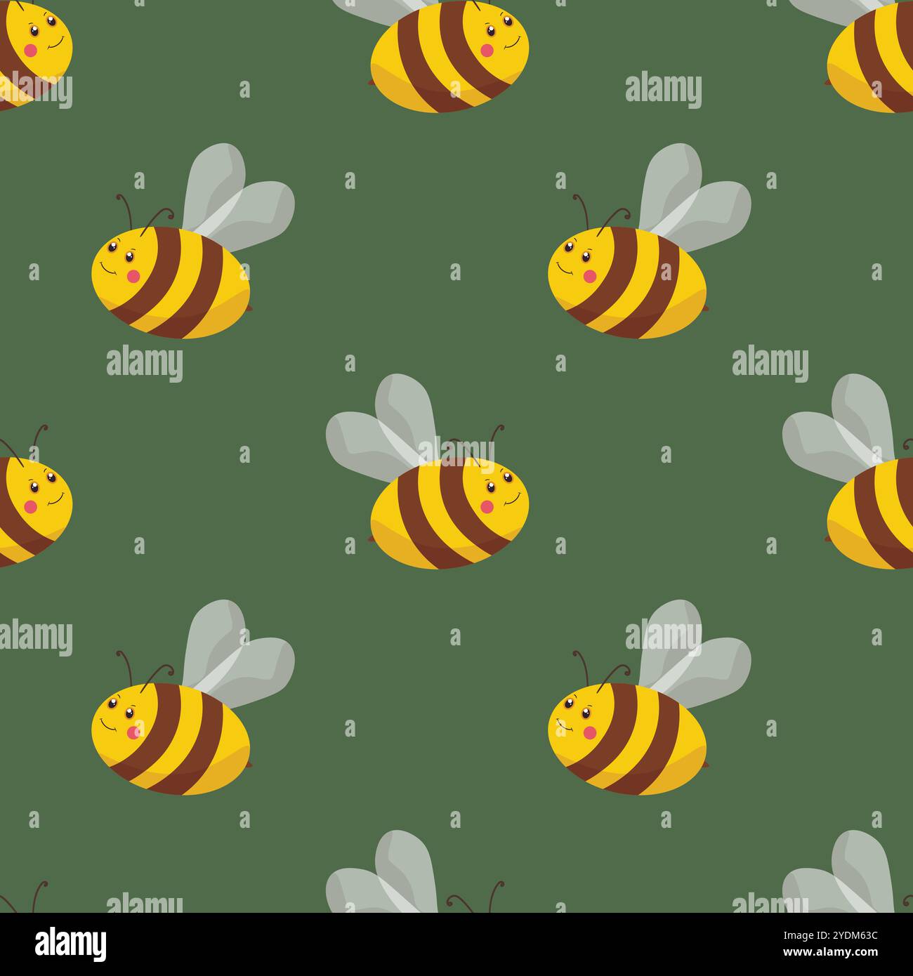 Seamless pattern with bees on color background. Small wasp. Vector ...