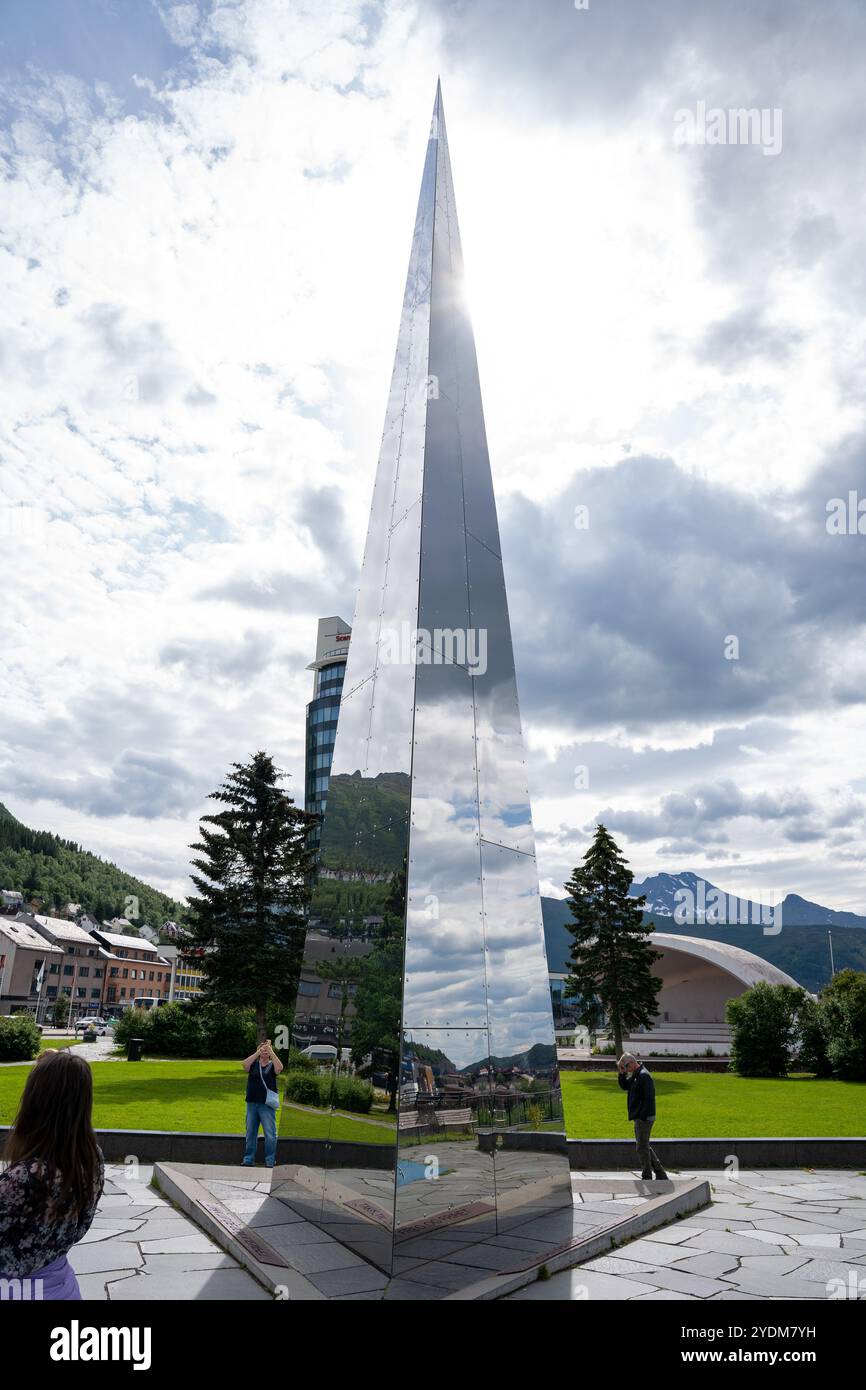 Narvik, Norway - 07.05.2024: Trinigon 3 monument in Narvik, Norway Stock Photo