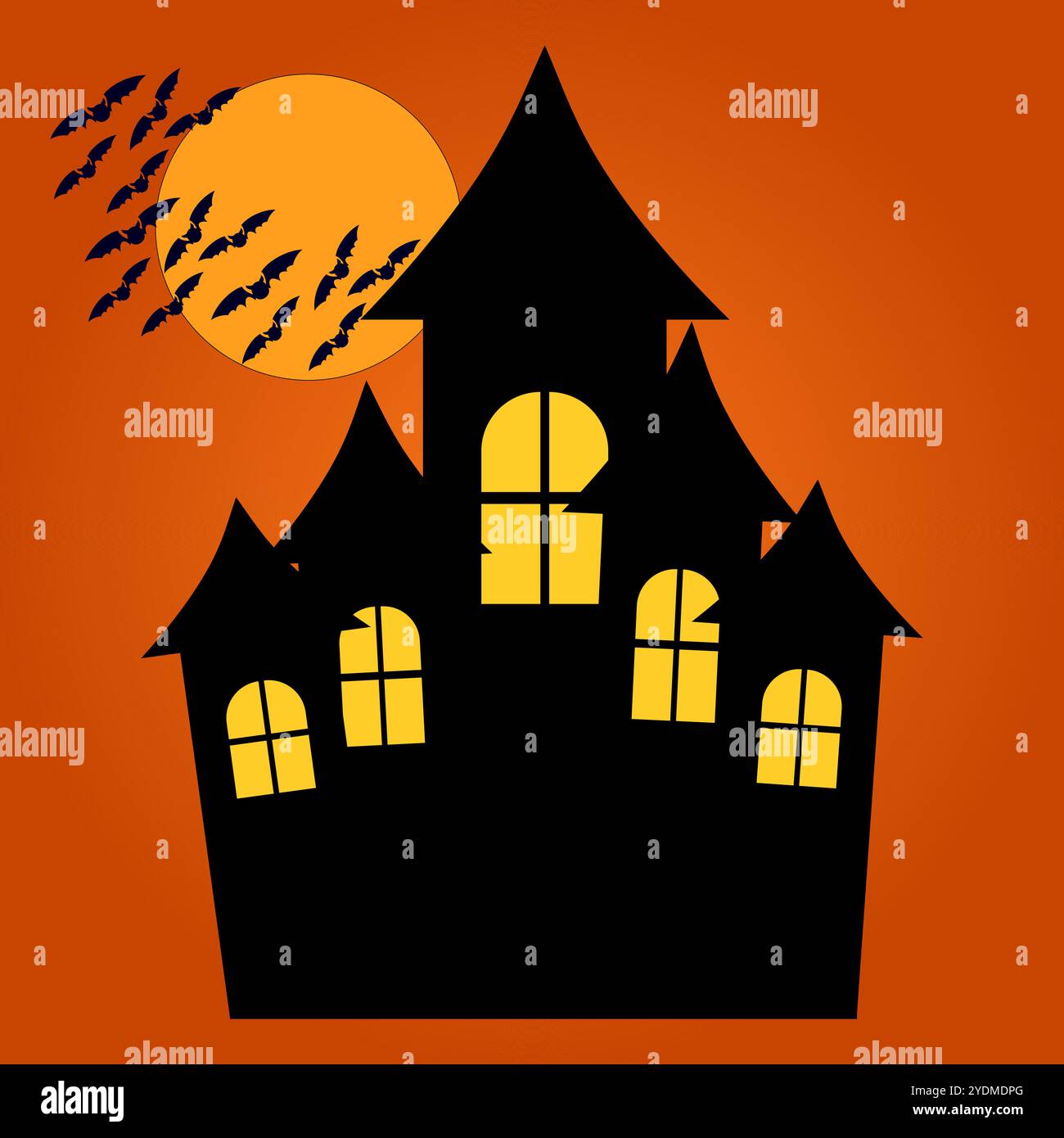Full moon and haunted mansion art Stock Vector Images - Alamy