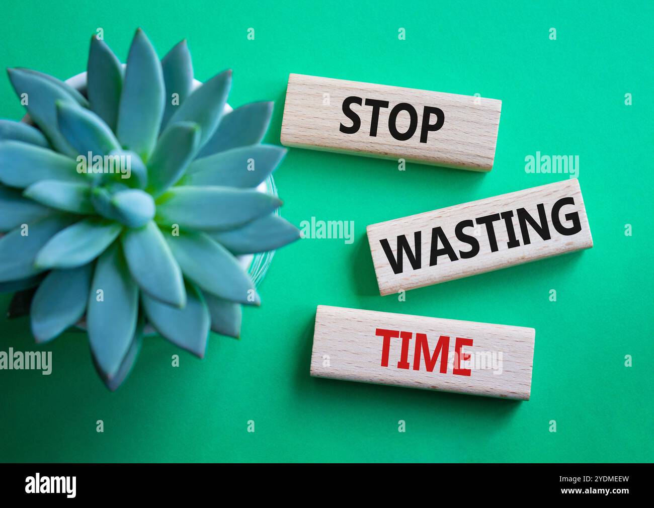 Stop Wasting Time symbol. Wooden blocks with words Stop Wasting Time