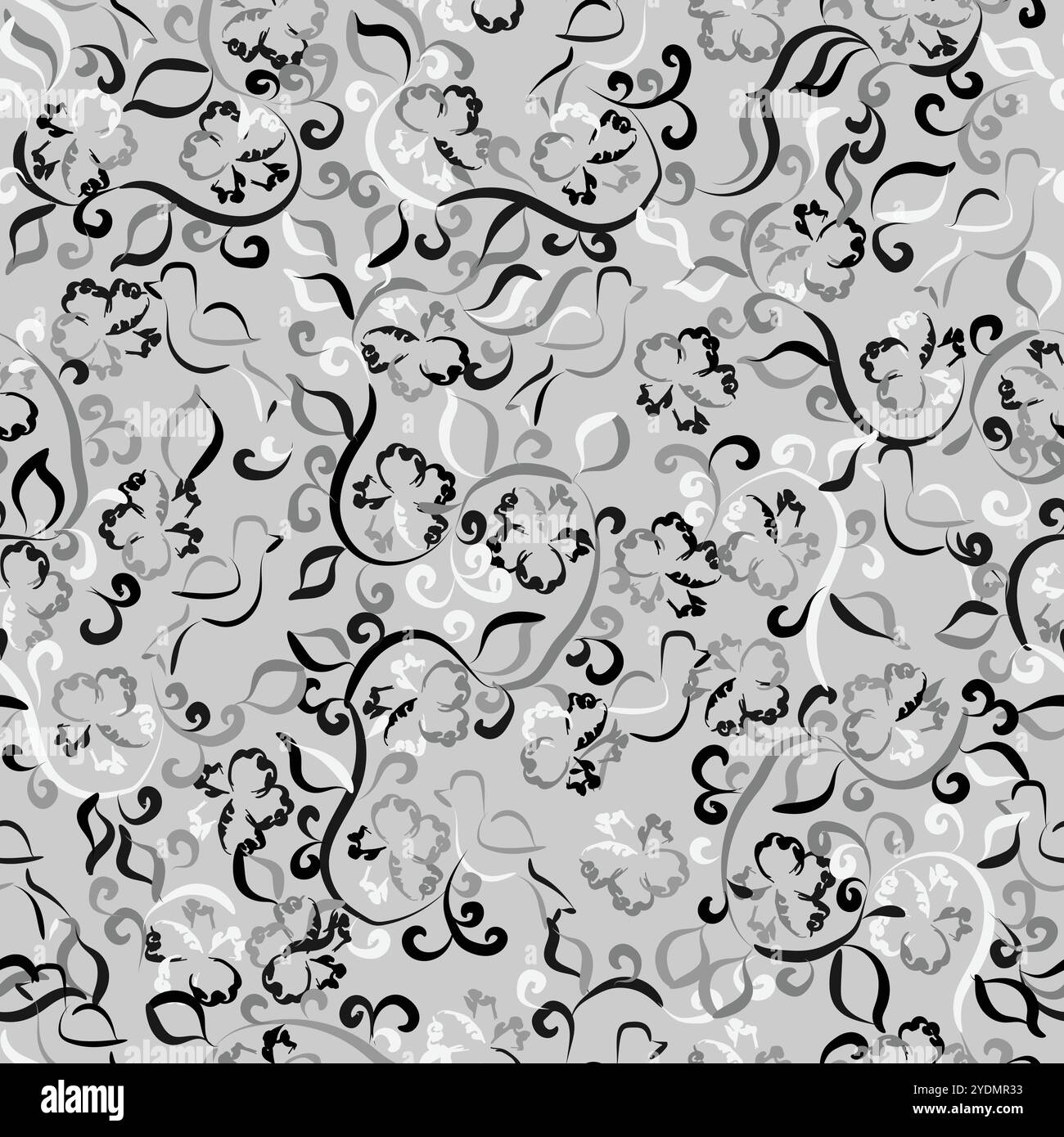 Vintage seamless black and white floral pattern. Vector illustration ...