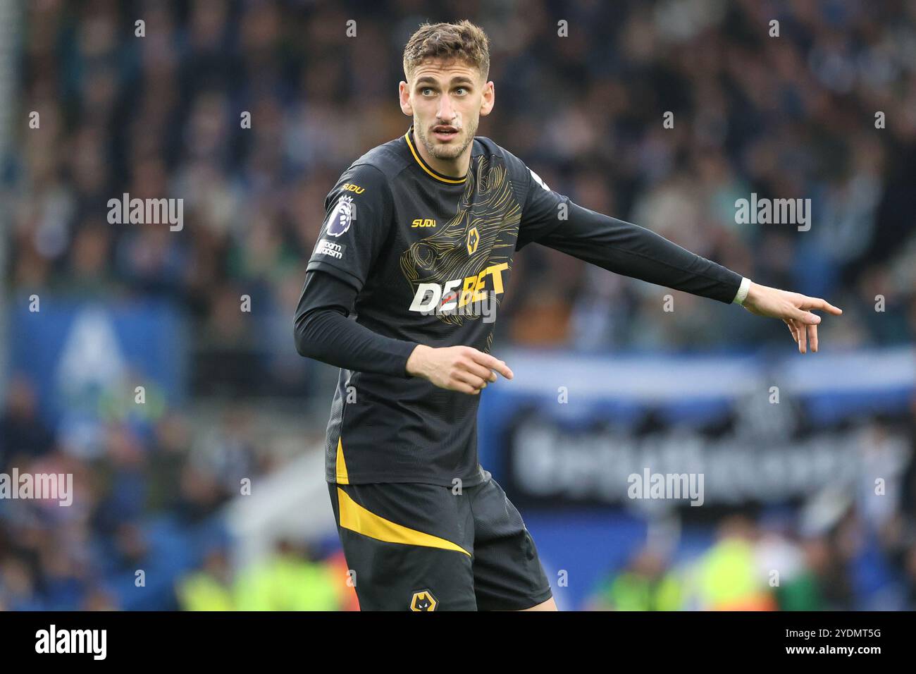 Santiago Bueno in action for Wolverhampton Wanderers FC at the AMEX Stadium Stock Photo