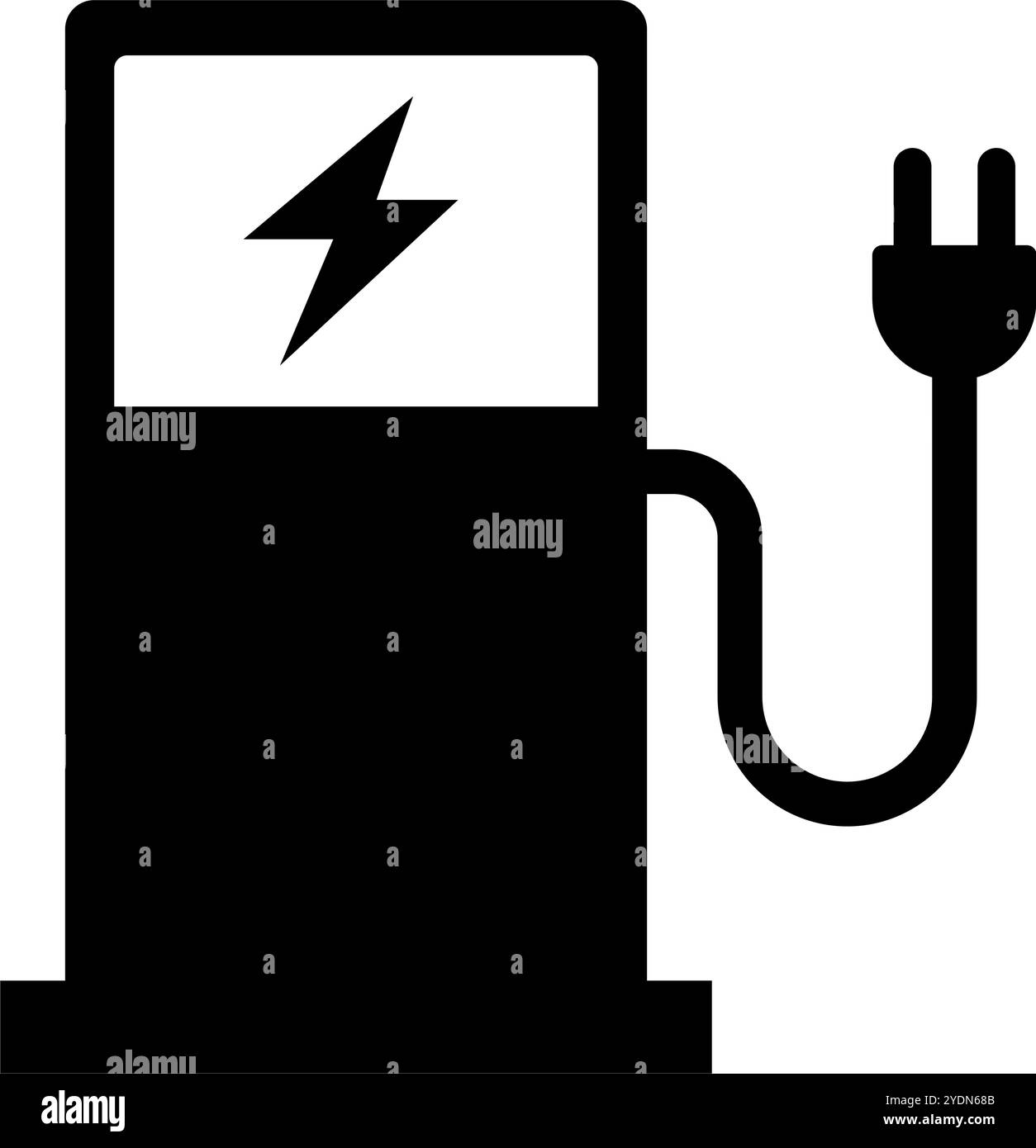 EV charging station and outlet silhouette icon. Editable vector. Stock Vector