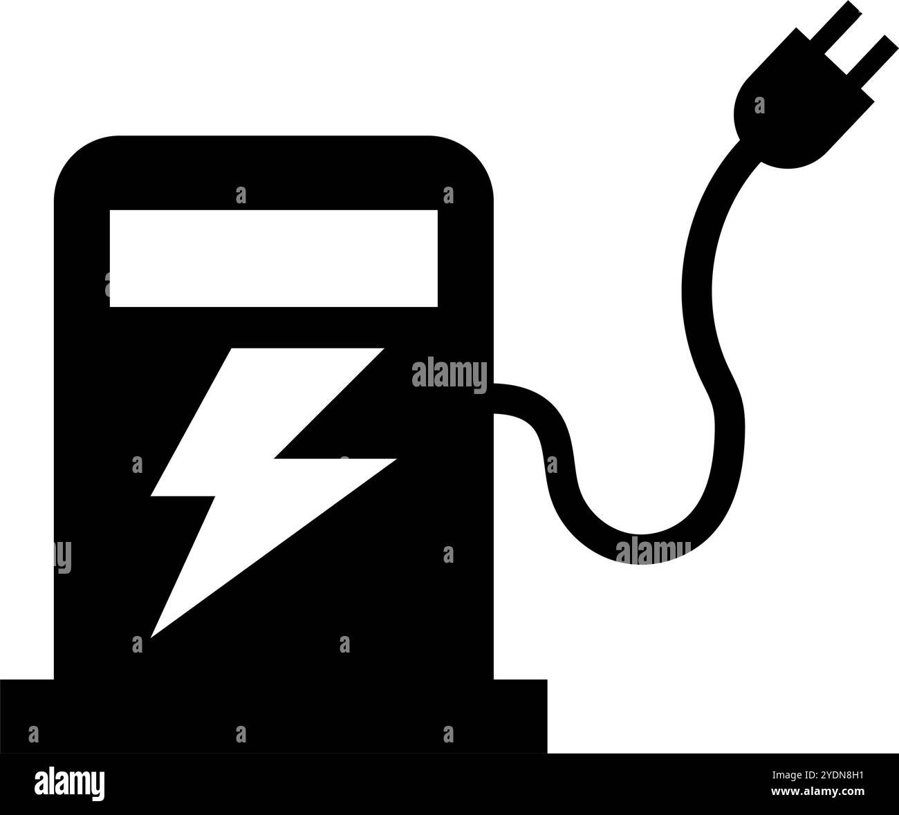 EV charging station silhouette icon. Editable vector. Stock Vector