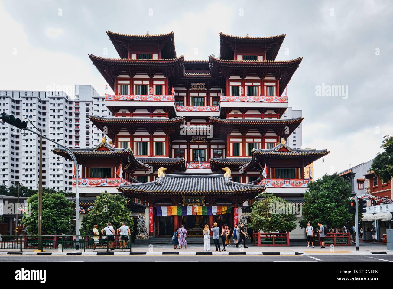 Singapore - August 16, 2024: Buddha Tooth Relic Temple, Chinatown, ornate gold interior, religious cultural landmark destination Stock Photo