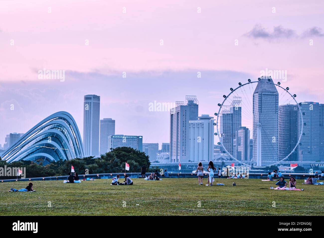 Singapore - August 18, 2024: Singapore city skyline from Marina Barrage Stock Photo