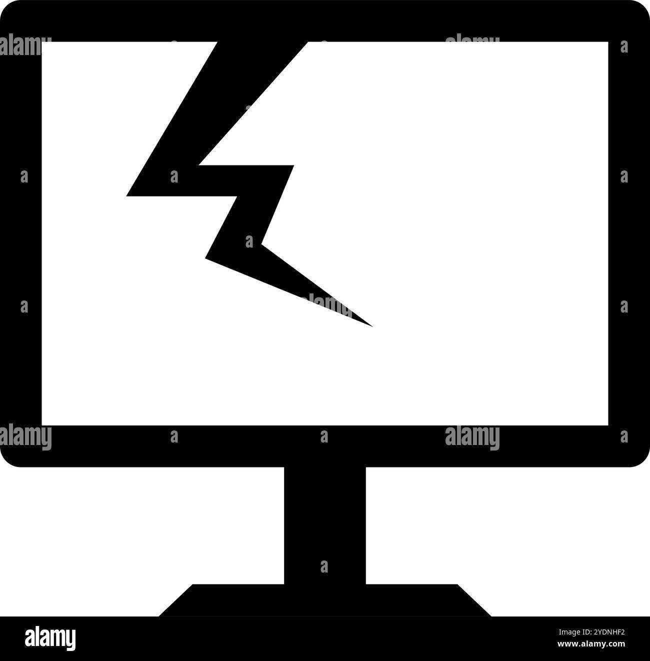 Cracked screen desktop PC icon. Editable vector. Stock Vector