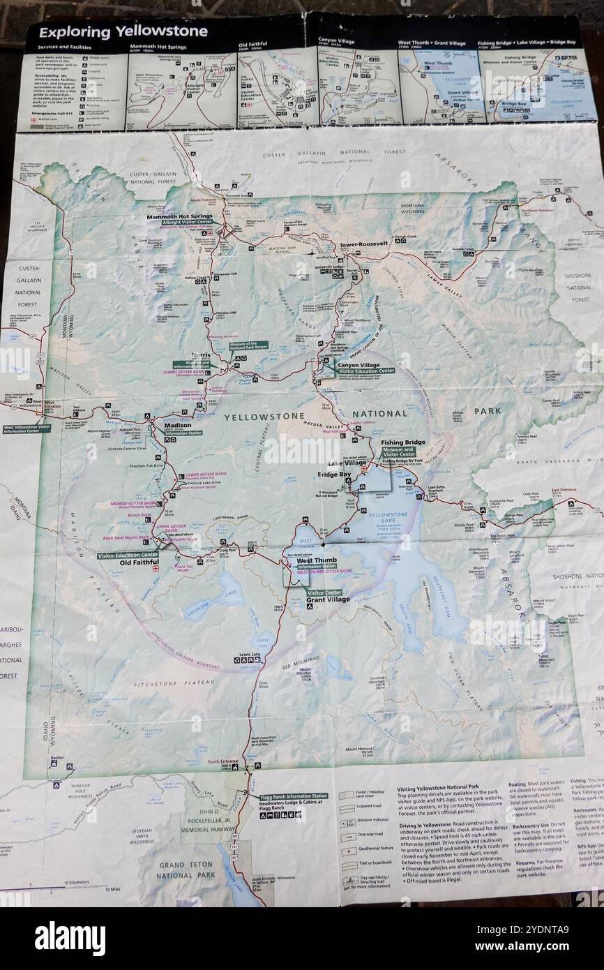 Yellowstone national park map - Yellowstone National Park Map Wyoming Usa 2YDNTA9