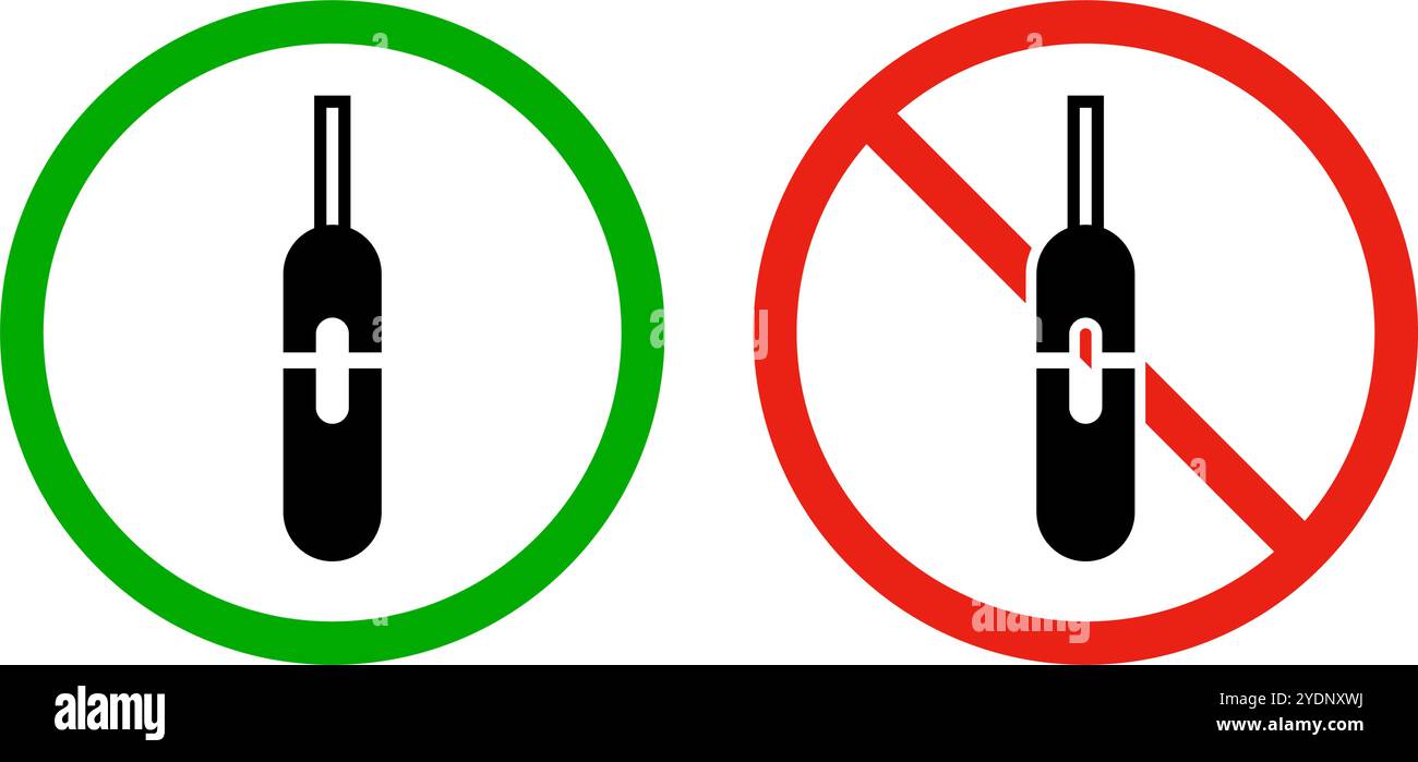 Electronic cigarette permission and prohibited icon set. Editable vector. Stock Vector