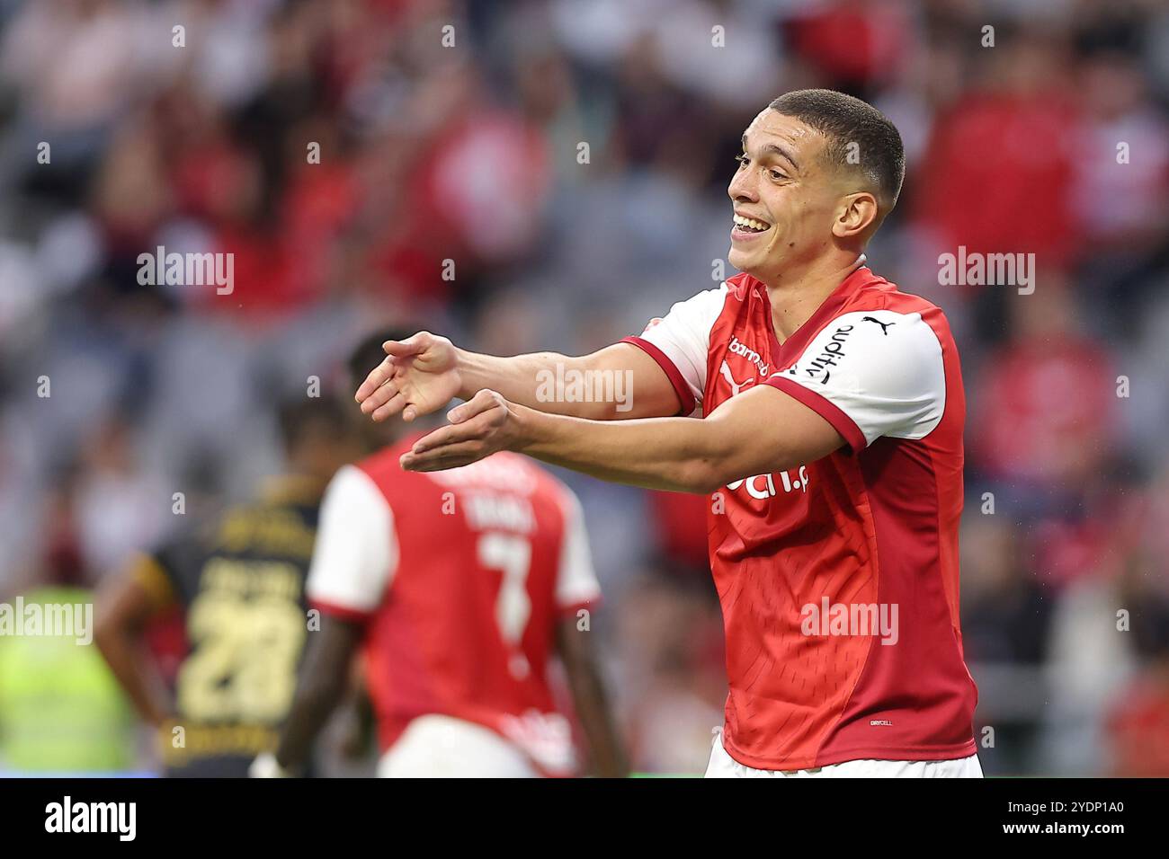 Braga, Portugal. 27th Oct, 2024. Braga, 27/10/2024 - Sporting Clube de Braga hosted Sporting Clube Farense tonight at the Braga Municipal Stadium in a match counting towards the 9th round of the I Liga 2024/25. El Ouazzani (Miguel Pereira) Credit: Atlantico Presse Lda/Alamy Live News Stock Photo