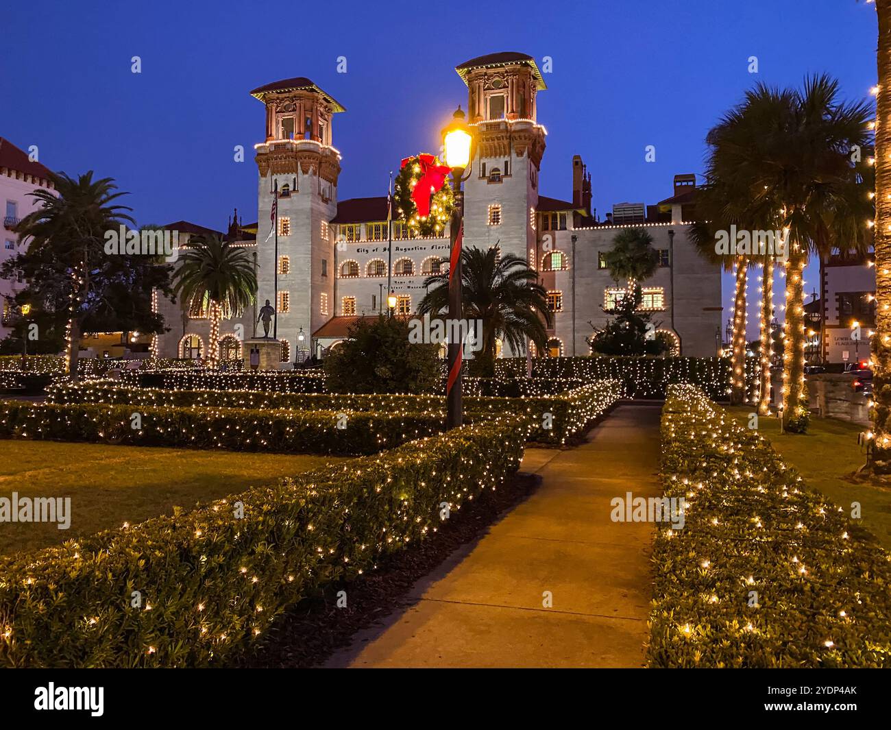 The Lightner Museum Formerly Hotel Alcazar During The Nights of Lights Holiday Celebration, St. Augustine, Florida, USA - Smartphone Captured Stock Image