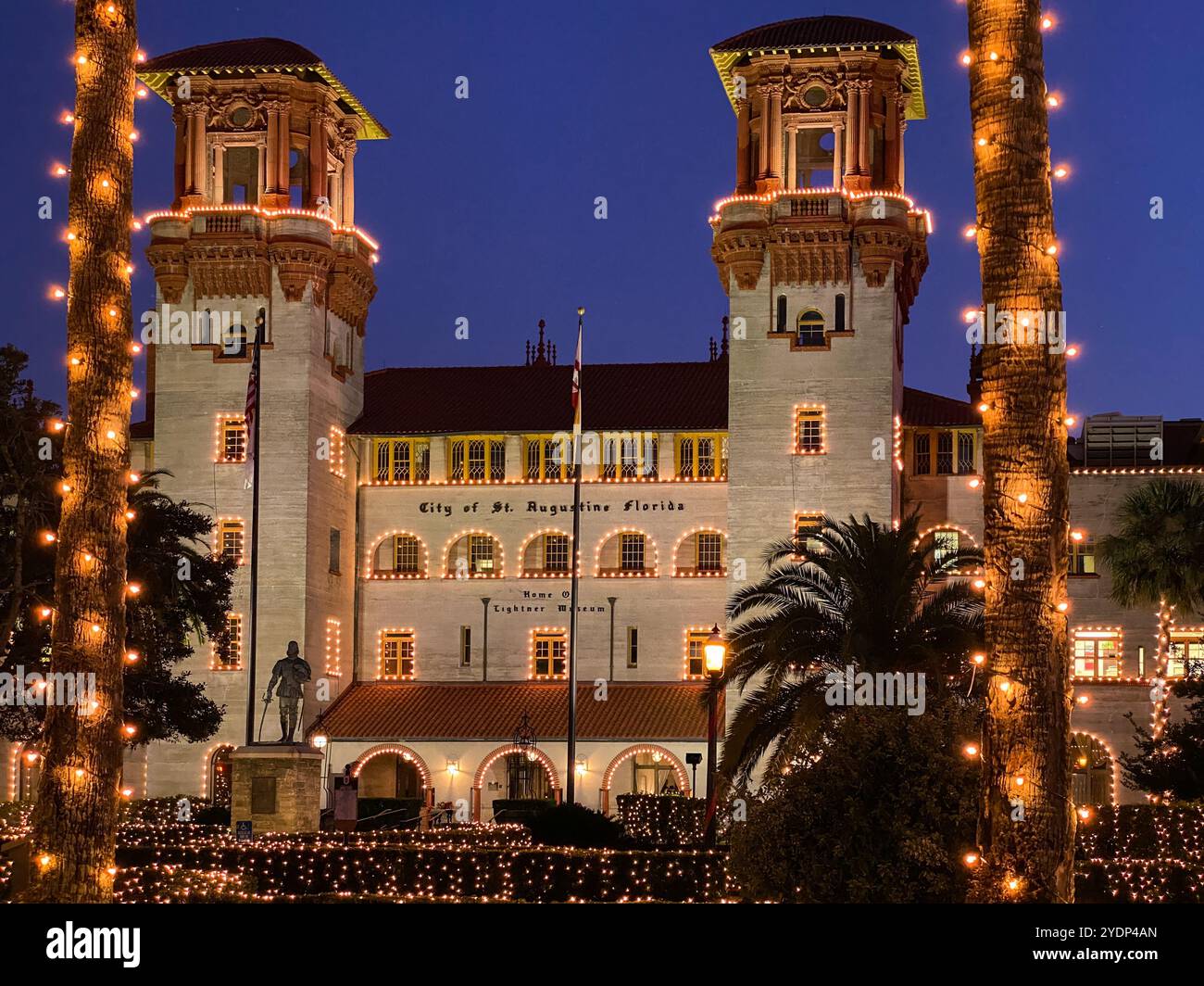 The Lightner Museum Formerly Hotel Alcazar During The Nights of Lights Holiday Celebration, St. Augustine, Florida, USA - Smartphone Captured Stock Image